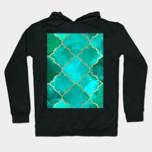 Green Quartz & Gold Moroccan Tile Pattern Hoodie